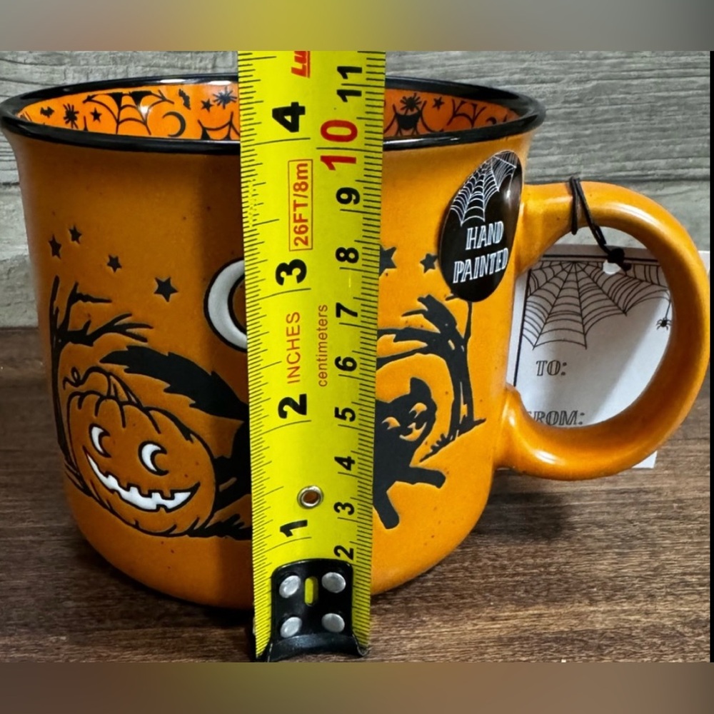 Super Cute Hand Painted PUMPKIN 🎃 & Cat 🐈‍⬛ MUG  by Cobwebs & Cauldrons - NEW - Picture 8 of 8